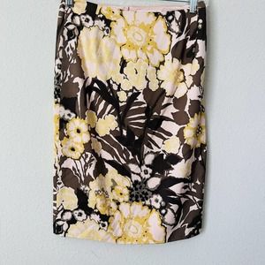 Rebecca Taylor Yellow Floral Pencil Skirt